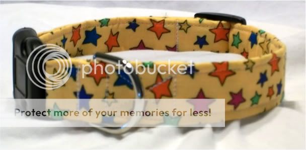 Yellow colorful stars designer dog collar cotton  