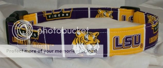 Louisiana State University Tigers LSU Dog Collar Martingale or Leash Set